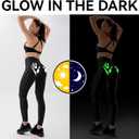 Women Leggings with Glow in The Dark Skeleton High Waisted Pants for Masquerade Party Night Runnin Disco Bar (Green, L)