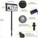 MAXvolador Solar Powered Address Sign House Numbers Waterproof, 3-Color Lighting Modes LED Illuminated Address Plaque with Stakes, Outdoor Address Number