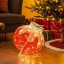 Outdoor Christmas Lantern Pop-Up Lighted Festive Ball with 80 LED Lights and Support Base
