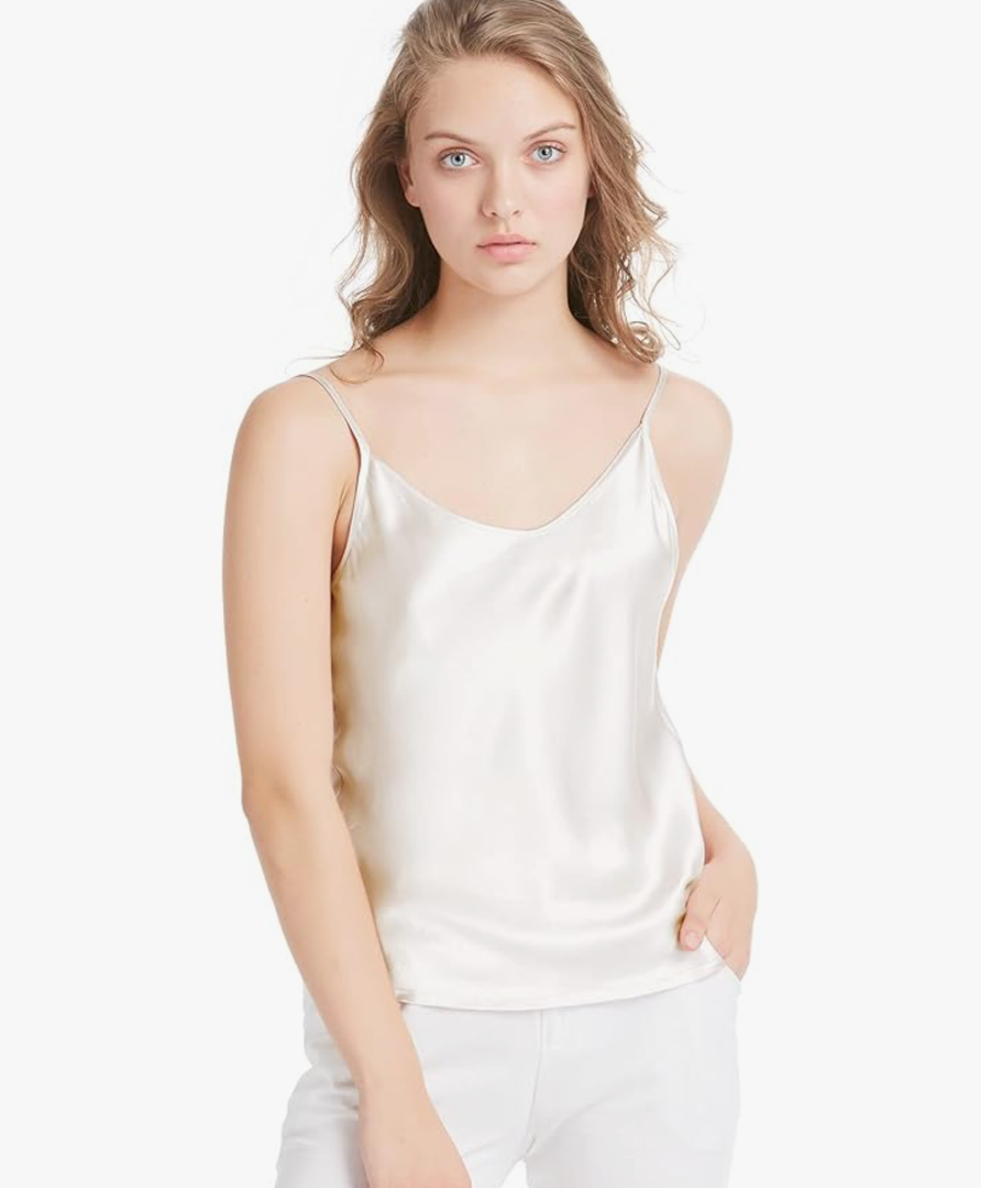 LilySilk Womens Silk Camisole 100% 19MM Mulberry Silk Basic Tank Tops Summer Casual Classic Top Loose Size S