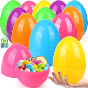 18 PCS 6 Inch Large Plastic Easter Eggs for Easter Egg Hunt, Empty Eggs for Filling Treats, Fillable Easter Eggs Bulk Classroom Prize Supplies