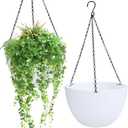 summer flower 2 Pack Self Watering Hanging Planters 9.9 Inch Hanging Baskets Plant Pots for Indoor Outdoor Halloween Hanging Plant Holder for Garden Porch Ceiling -White, Plant Not Included