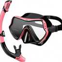 Snorkeling Gear for Adults, Snorkel Mask Set 180 Degree Tempered Glass Anti Fog Goggles Dry Top Snorkel Set Scuba Diving mask with Soft Silicone Skirt Anti-Leak Comfortable Snorkel Set