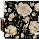 AnyDesign 80 Pack Vintage Floral Paper Napkins Retro Rose Peonies Black Flower Disposable Square Luncheon Dinner Napkins for Party Supplies Table Decor, 6.5 x 6.5 Inch