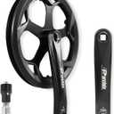 Bike Crankset for Ebike: 48T/52T Universal Bike Crankset Set Double Chain Cover 170mm Aluminium Alloy Arm for Single Speed and 6/7/8 Speeds Electric Bikes, Fat Tire Bike (Crank Removal Tool Included)