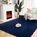 Ashler Faux Fur Rug, Ultra Soft Faux Rabbit Fur, Dark Blue Area Rugs, 6 x 9 Feet Rectangle, Machine Washable Nursery Decor Throw Rugs for Bedroom, Kids Room, Living Room