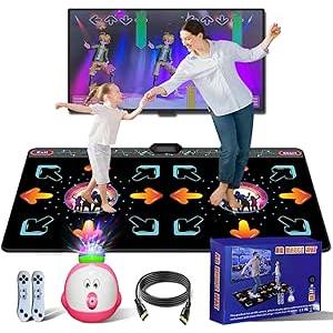 Dance Mat for Kid & Adult, Double Dance Mats for TV, Plug and Play TV Dancing mat for Boy&Girl Electronic Dance Pad Game with Smart Camera, Giftware for Boys & Girls Age 3+