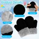 Kids Toddler-Winter-Knit-Mittens Warm Thick Fleece Snow Gloves for Cold Weather Outdoor 2-6Years Boys Girls (Black)