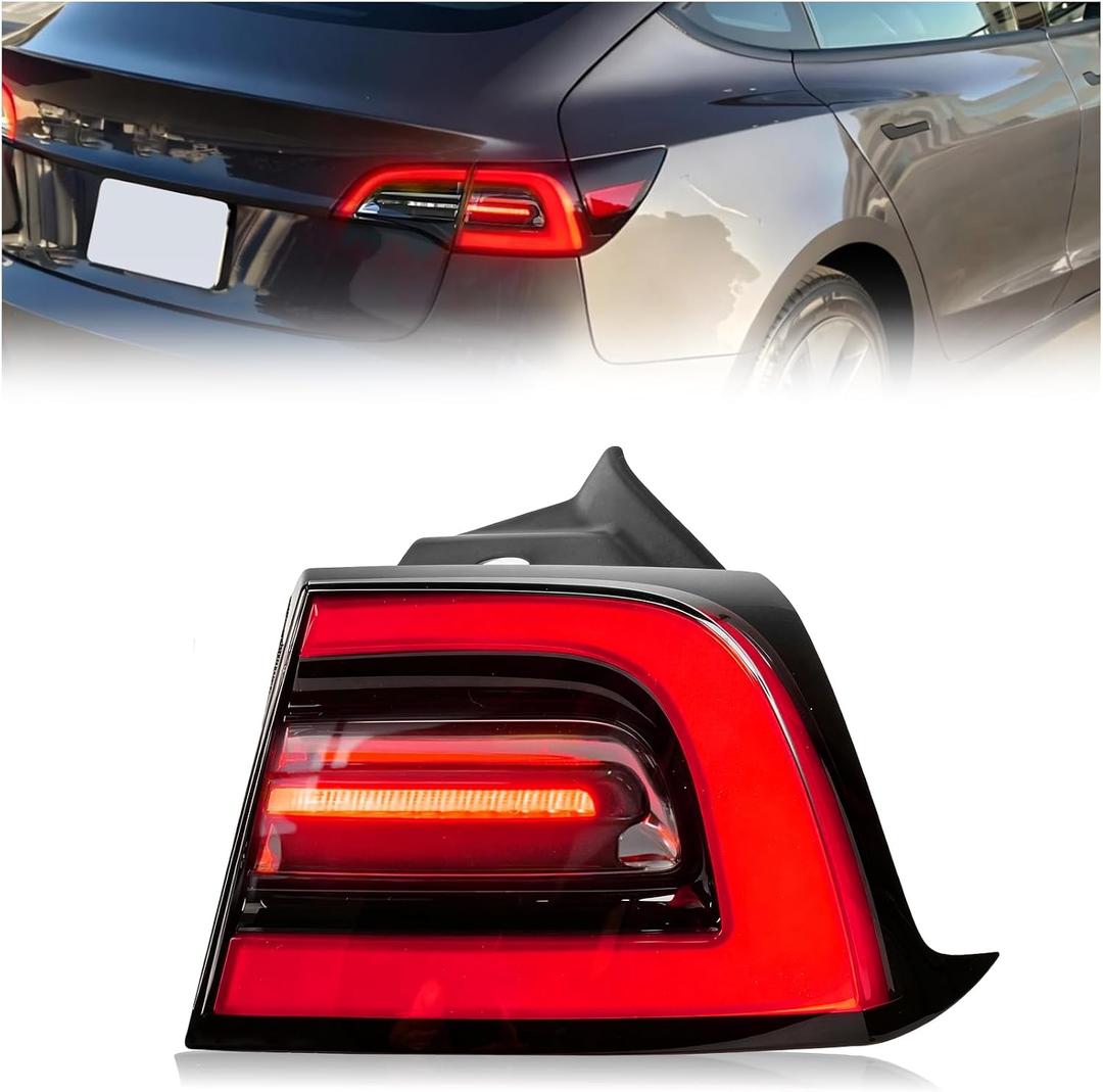 3Pin Right LED Tail Light Assembly For 2017-2023 Tesla Model 3 | For 1077398-00-F,Rear Brake Lamp,Red Signal