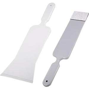 2PCS Long Handle Window Tint Tools, Bulldozer Squeegee & Scrubber Paddle Squeegee Tool Set for Car Front Rear Windows Cleaning, Glass Vinyl Wrap Snow Frost Ice Removal Tool (Grey+White)
