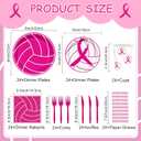 168 PCS Pink Volleyball Party Supplies Serves 24, Disposable Tableware Set with Plates Napkins Cups Cutlery Straws, Sports Birthday & Breast Cancer Awareness Decorations