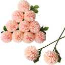 CCINEE 12Pcs Artificial Flowers Chrysanthemum Ball, Silk Floral Arrangement Fake Flowers Bouquet Long Stem Hydrangea for Home Office Coffee House Parties and Wedding Decor (Pink)
