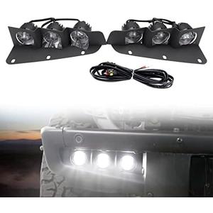 HAKA TOUGH LED Fog Lights for 2021 2022 2023 2024 2025 Ford Bronco 2/4-Door, Front Lower Bumper Fog Light Kit with Bracket, White Daytime Running Light Assemble Accessories, 2PCS