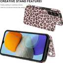 LETO for Samsung Galaxy A15 5G Wallet Case - Flip Folio Leather Kickstand - Credit Card Holder - Fashionable Flower Designs - Protective Phone Cover for Women and Girls - 6.5" - Pink Leopard