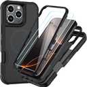 2 x SunStory Magnetic for iPhone 16 Pro Case with HD Screen Protector, Compatible with MagSafe, 3-Layer Heavy Duty Full-Body Cover, 3 in 1 Hybrid Protective Case for iPhone 16 Pro 6.3",Black