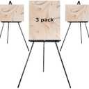 DJAR 3 Pcs 63" Wooden Easel Stand for Sign, Dual-use Adjustable Height, Wood Floor Display Easel for Wedding, Welcome Board, Poster, Picture, Photo- Black