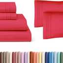 Red 4-Piece Sheet Set & Pillowcase Bedding Bundle (King Size) - Bed Set Includes Complete King Sheet Set & 2 King Pillowcases - Hotel Luxury Quality - Comfy, Cooling Sheets & Pillowcase Bedding Set 