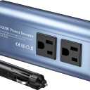 SUNWHEEL 300W Power Inverter DC 12V to 110V AC Car Inverter with 25W Quick Charge, 6.0A 4 USB Ports, Dual AC Adapter for Laptops Charger (Blue)