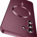 LEKEVO Magnetic for Samsung Galaxy A17 5G Case [Compatible with MagSafe][Built-in Camera Lens Protector] Slim Soft Silicone Bumper Shockproof Metallic Luster Phone Case, Burgundy