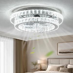 Ceiling Fan with Lights and Remote, 20" Chrome Fandelier, Small