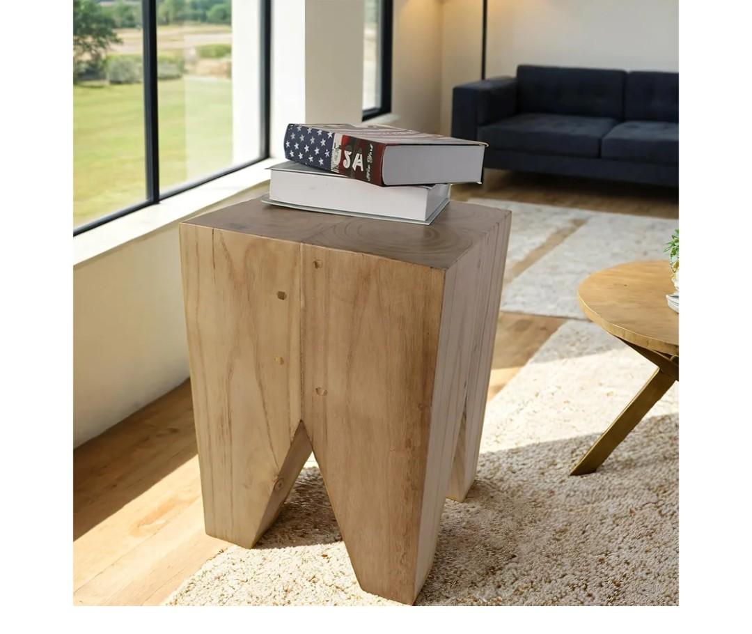 TORMAYS HOME Wooden Side Table Tree Stump End Table Natural Wood Stool Plant Stand Handcrafted Small Nightstand Rustic Accent Table for Sofa Bedside Balcony (Natural Color)