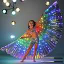 Light Up Fairy Wings for Girls, Rainbow Glowing Butterfly Wings Costume, Led Fairy Wings with Sticks for Christmas Halloween Party Carnival Costumes