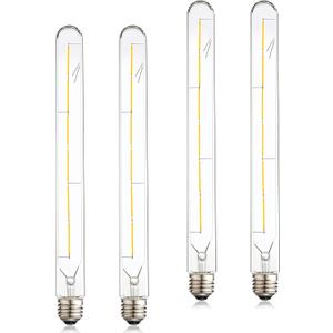 Dimmable Led Tubular Bulb 6W,3000K Soft White,T30 Long Tube Edison Led Vintage Filament Bulb,60W Equivalent,Clear Glass Cover, E26 Medium Base,4-Pack. (11.8in(300mm)-6W)
