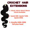 100% Human Hair Body Wave Knotless Pre-Separated Crochet Hair feather crochet human hair extensions for Women Natural Color 18 Inch 120g