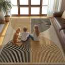 Washable 8x10 Rainbow Modern Woven Indoor Outdoor Area Rug for Living Room