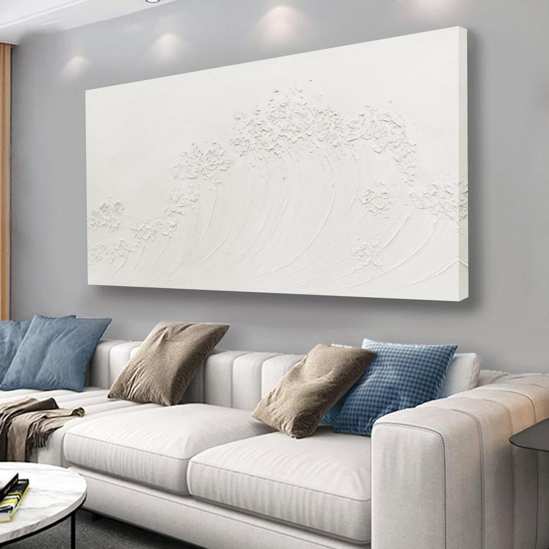 Yuaxker Ocean Wall Art White Abstract Wave Wall Decor Wall Hanging Decor Artwork for Living Room Bedroom Dining Room Office Home Decor 20x40 Inch