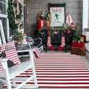CAINANEL Christmas Outdoor mat 4' x 6' Red and White Striped Outdoor Rug Front Porch Rug, Christmas Home Decor, Layerd Welcome Doormat for Front Porch Decor, Front Door, Farmhouse Decor