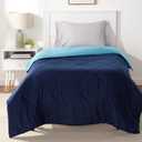 Comforter Blanket Twin/Twin XL, Reversible Lightweight Microfiber All Season Blanket, Navy/Sky Blue