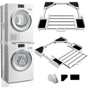 Kiss Core Washer Dryer Stacking Kit 29 inch, Universal Washer and Dryer Stacking Kit with Pull Out Drying Rack, Adjustable 29"/28"/27"/26"/25"/24" Stacking Kit with Ratchet Strap
