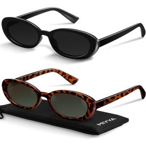 miyya Old Money Polarized Oval Sunglasses  2025 Edition, UV400 Protection, Feather-Light Fit & Trendy Colors (Black/Leopard Green)