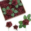 Ling's moment Artificial Flowers Burgundy Rose Buds and Small Roses w/Stem for DIY Wedding Bouquets Centerpieces Arrangements Party Baby Shower Home Decorations