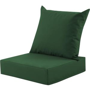 Outdoor Deep Seat Cushion Set, 24x24 Inch Water-Resistant & Fade-Resistant Outdoor Chair Cushions, Patio Furniture Cushions with Removable Cover for Patio Chair, Sofa, Forest Green (Set of 1)