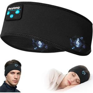 Perytong Sleep Headphones Bluetooth 5.4 Headband, Wireless Sleep Headband Headphones for Side Sleepers, Ultra-Thin Stereo Speakers & Extended Battery Life, Sports Headband Earphones for Sleeping (Ebony Black)