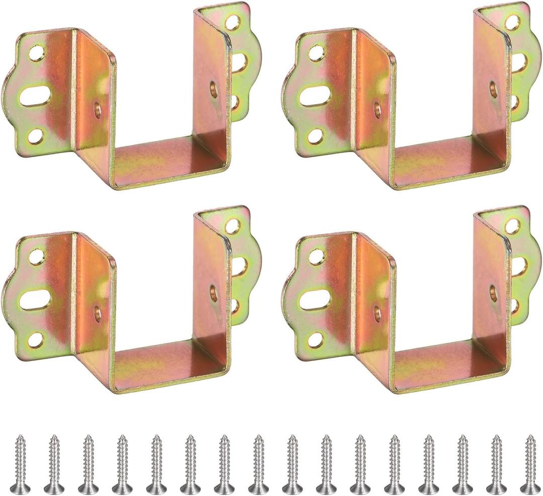 uxcell 4Pcs Bed Rail Fittings, 1.6" (40mm) Heavy Duty Bed Hinge with Screws, Furniture Fixed Beds Hardware Accessories for Connecting to Wood Wooden Beds Headboard, Metallic