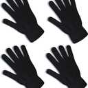 4 x 2 Pairs Black Knit Gloves for Women Men Winter Warm Magic Gloves Cold Weather Mittens for Running Driving Cycling (Black)