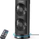 DR.PREPARE Desk Fan USB Tower Cooling Fan with Remote Control, DC Motor Portable Oscillating Fan, 3 Speeds, Dual Air Circulation, 110 Oscillation, Table Fan for Bedroom Dorm Room Office Desktop