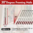 30 Degree Framing Nails 3" x .12" for 30-35 Degree Framing Nailer, 30° - 0.12" x 3"