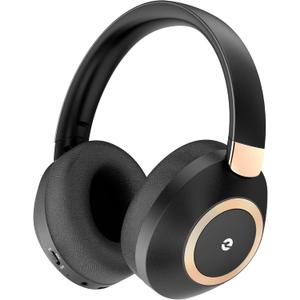 Active Noise Cancelling Headphones, 100H Playtime Headphones Wireless Bluetooth, Bluetooth Headphone with Mic, Over Ear Wireless Headphone with Deep Bass,Fast Charging for Travel (Black)