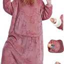 Mewaii Wearable Blanket Hoodie for Adults, Warm Sherpa & Soft Flannel Long Sweatshirt with Giant Pocket, Cozy Gifts for Women (Light Pink)