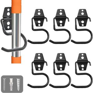 LIGHT DUST Broom Holder Wall Mount - 6 Pack Tool Hangers Garage Wall Hanging Organizer - Heavy Duty Metal Large S Hooks for Mop Shovel Rake Shed Garden Lawn Yard Handle Tools Organization (Black) LIGHT DUST Broom Holder Wall Mount - 6 Pack Tool Hangers Garage Wall Hanging Organizer - Heavy Duty Metal Large S Hooks for Mop Shovel Rake Shed Garden Lawn Yard Handle Tools Organization (Black)