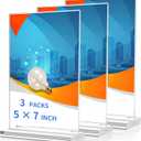 Svalor Acrylic Sign Holder 5x73 Pack Vertical Clear Display StandDouble-sided Table Top Sign HolderAcrylic Paper Display Stand Suitable For Office, Home, Show Fair, Restaurants, Stores, Hotels