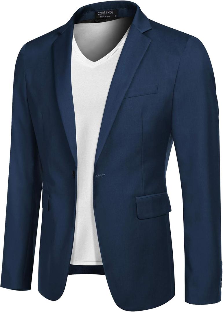 COOFANDY Mens Sport Coat Casual Blazer One Button Business Suit Jacket (3X-Large, Blue)