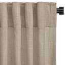 INOVADAY Linen Curtains for Living Room Bedroom, Back Tab Sheer Privacy Curtains 2 Panels, Light Filtering Farmhouse Drapes W50xL63 Dark Flax