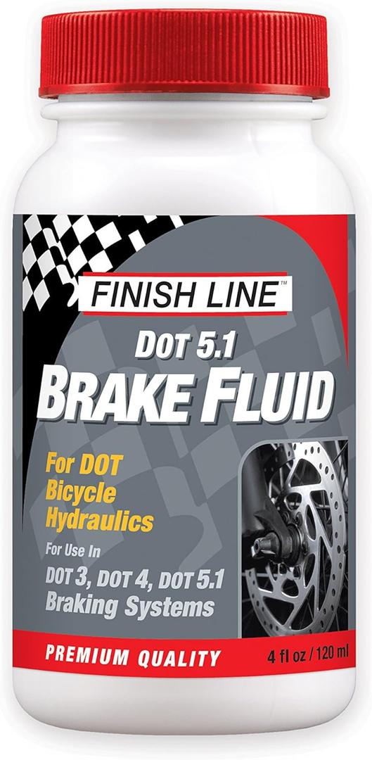 Finish Line High Performance DOT 5.1 Bicycle Brake Fluid  Premium Low Viscosity Hydraulic Disc Brake Fluid for Superior Lever Response and Consistent Performance  4oz Bottle