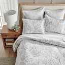 Levtex Home English Forest Natural Reversible King/Cal King Comforter Set (106x94in) with 2 Pillowcases (36x20in) - Floral Bedding - Taupe, Grey - Cotton King Size Comforter Set - Soft, Pre-Washed