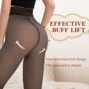 HONGTEYA Fleece Lined Tights Women Winter Thermal Leggings Pantyhose Fake Translucent Thick Warm Sheer Tights (Black, XL)